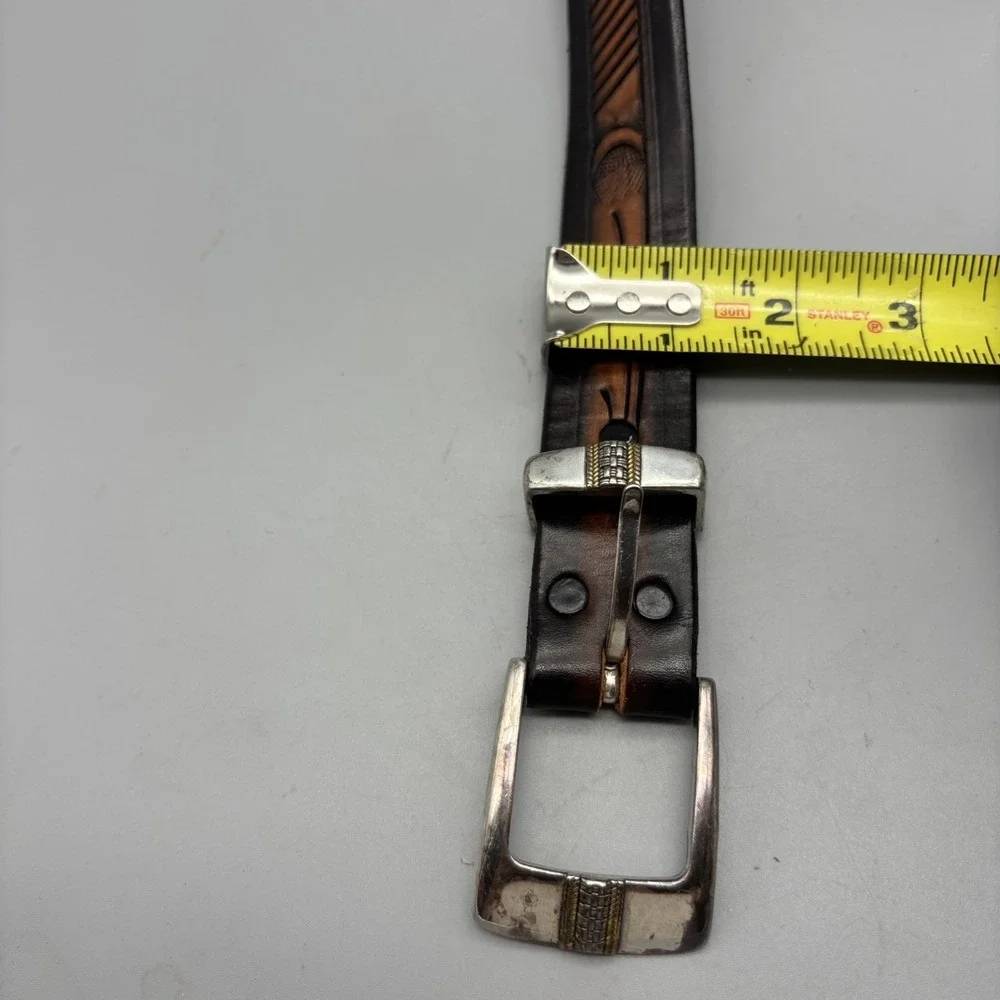 1998 Vintage Buckle Source Brown Leather Belt‎ 38 Inches Western Wear USA